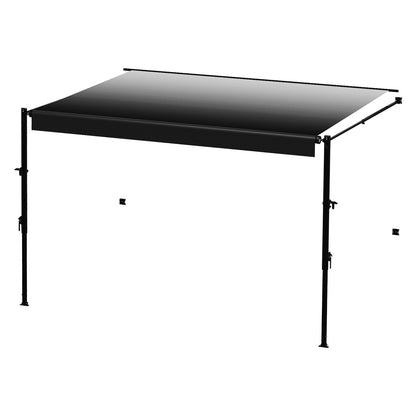 Manual RV Awning Complete Kit, 20' Retractable Awning with Aluminum Alloy Frame, Outdoor Trailer Awning, Fit for Most RVs(Black Fade)