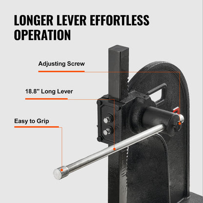 Arbor Press, 3 Ton Manual Arbor Press, 310 mm Maximum Height, Cast Iron Heavy-duty Manual Desktop Arbor Press, Precision Hand Press for Stamping, Bending, Stretching, Forming