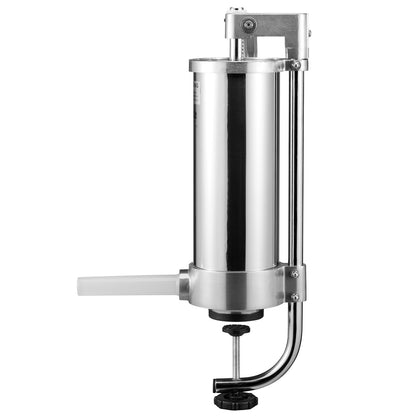 Sausage Stuffer, 5LBS/3L Capacity, 304 Stainless Steel Vertical Sausage Stuffer, Sausage Filling Machine with 3 Stuffing Tubes, Suction Base and Manual Crank for Household or Commercial Use