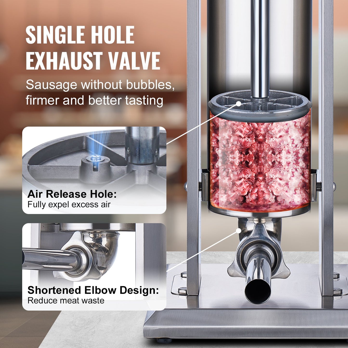 Manual Sausage Stuffer, 7 L / 15 LBS Vertical Sausage Machine, Dual-Speed Meat Stuffer, Made of Food-Grade 304 Stainless Steel, Includes 5 Stuffing Tubes, for Home Kitchen Restaurant Commercial