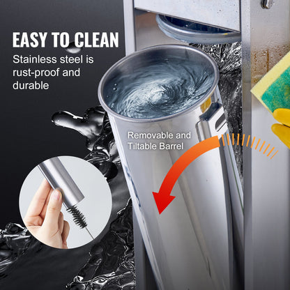 Manual Sausage Stuffer, 7 L / 15 LBS Vertical Sausage Machine, Dual-Speed Meat Stuffer, Made of Food-Grade 304 Stainless Steel, Includes 5 Stuffing Tubes, for Home Kitchen Restaurant Commercial