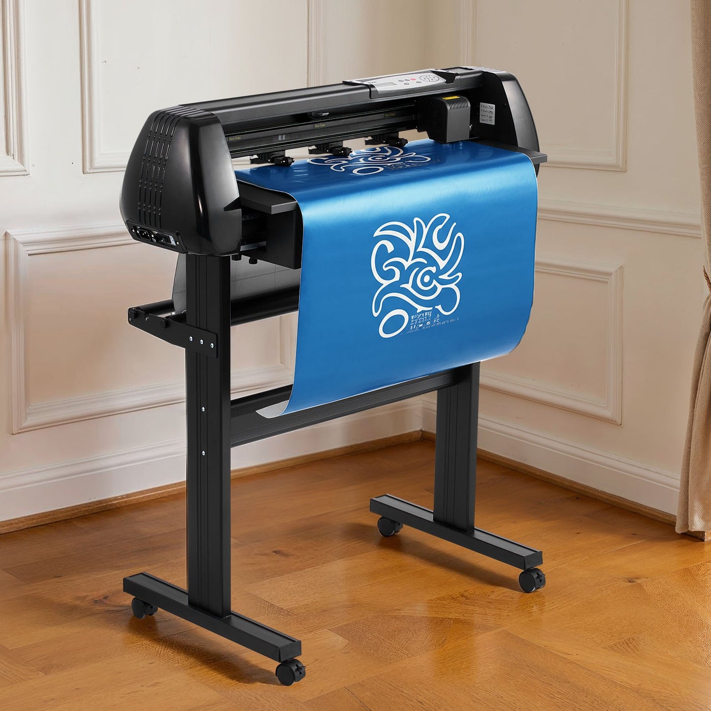 Vinyl Cutter Machine, 720 mm Max Feed Width, Dual Blades, Adjustable Force and Speed, LED Display, Vinyl Plotter Cutter Printer Bundle with Sticker Sheets, Transfer Film, Signmaster Software