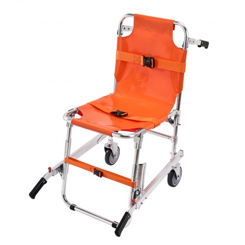 EMS Stair Chair, 159 kg Load Capacity, Foldable Aluminum Emergency Stair Climbing Wheelchair with 2 Wheels, Portable Stair Lift Chair Ambulance Firefighter Evacuation Use for Elderly, Disabled