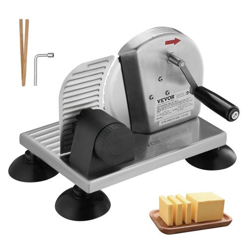 Manual Bread Slicer, 0-6" Adjustable Thickness Cheeser Butter Cutting, Micro-Serrated Stainless Steel Blade, Aluminum Alloy Commercial Cheese Slicer for Kitchen, Restaurant, Bakery, Party