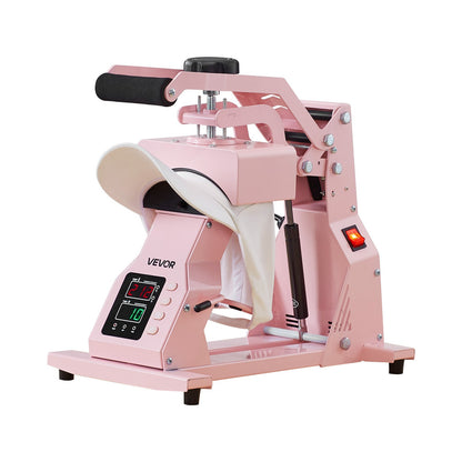 Hat Heat Press Machine, with 2pcs Interchangeable Platens, Precise Temperature and Time Control, Hat Press for HTV Iron On and Sublimation Projects, for Caps, Headbands, Cuffs, Face Masks, Pink