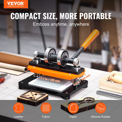 Leather Cutting Machine, 18 x 10 cm Embossing Plate Manual Die Cutter, 1.2 cm Pressure Stroke Leather Embossing Machine, Dual Guide Shafts Die Cut Machine for Various of Materials