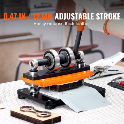Leather Cutting Machine, 18 x 10 cm Embossing Plate Manual Die Cutter, 1.2 cm Pressure Stroke Leather Embossing Machine, Dual Guide Shafts Die Cut Machine for Various of Materials