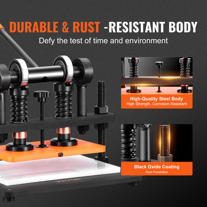 Lederschneidemaschine, 25,9 x 15 cm Prägeplatte, manuelle Stanzmaschine, 1,2 cm Hub, Lederprägemaschine, Stanzmaschine mit zwei Führungswellen für verschiedene Materialien