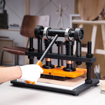 Lederschneidemaschine, 25,9 x 15 cm Prägeplatte, manuelle Stanzmaschine, 1,2 cm Hub, Lederprägemaschine, Stanzmaschine mit zwei Führungswellen für verschiedene Materialien