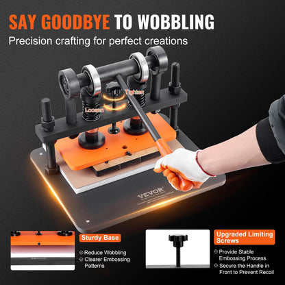 Leather Cutting Machine, 11 x 5.5 in Embossing Plate Manual Die Cutter, 0.47 in Pressure Stroke Leather Embossing Machine, Dual Guide Shafts Die Cut Machine for Various of Materials