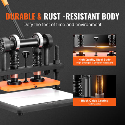 Leather Cutting Machine, 11 x 5.5 in Embossing Plate Manual Die Cutter, 0.47 in Pressure Stroke Leather Embossing Machine, Dual Guide Shafts Die Cut Machine for Various of Materials