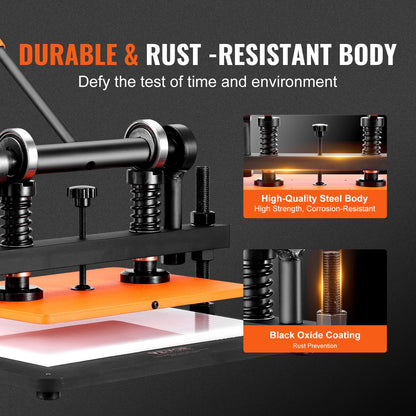 Lederschneidemaschine, 36 x 25,9 cm Prägeplatte, manuelle Stanzmaschine, 1,2 cm Hub, Lederprägemaschine mit zwei Führungswellen für verschiedene Materialien