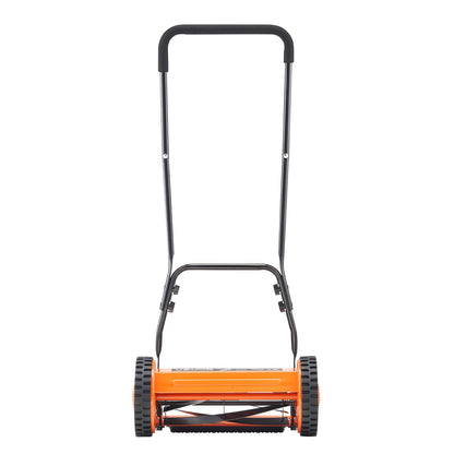 Push Reel Lawn Mower 40 cm, 5 Blades Manual Push Mower No Motor, 15-45 mm Adjustable Cutting Height, Walk-Behind Lawn Mowers with Grass Catcher Bag for Green Lawns, Driveways, Courtyards