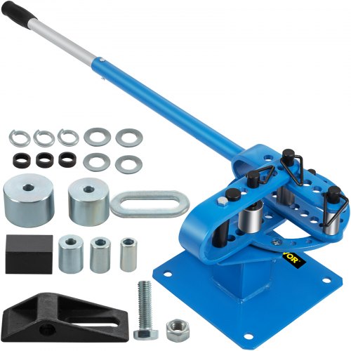 YP-9 Manual Bench Top Compact Bender Pipe Bending Machine 7 Dies 1-3inch Metal Fabrication Tube Rod Pipe Bender 44ft Mount Powdercoat Telescoping Handle Maximum 5/8 Thick 1-15/16inch Width