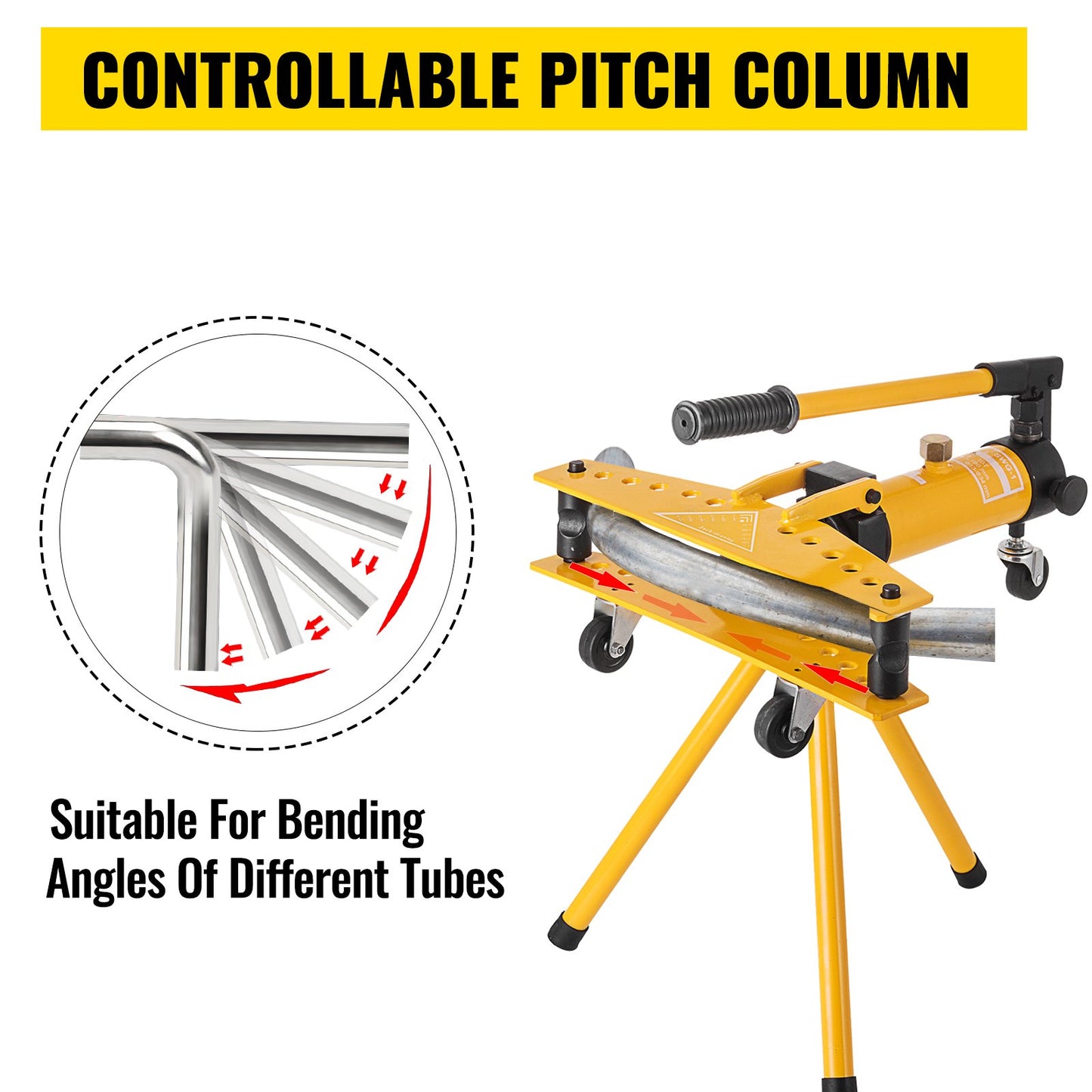Manuelle hydraulische Rohrbiegemaschine, 10 Tonnen, Durchmesser 6,4–25,4 mm, 6 Biegebacken für Heizungs- und Rohrleitungsbau