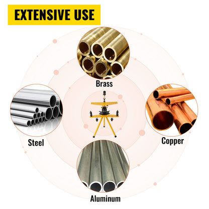 Manuelle hydraulische Rohrbiegemaschine, 10 Tonnen, Durchmesser 6,4–25,4 mm, 6 Biegebacken für Heizungs- und Rohrleitungsbau