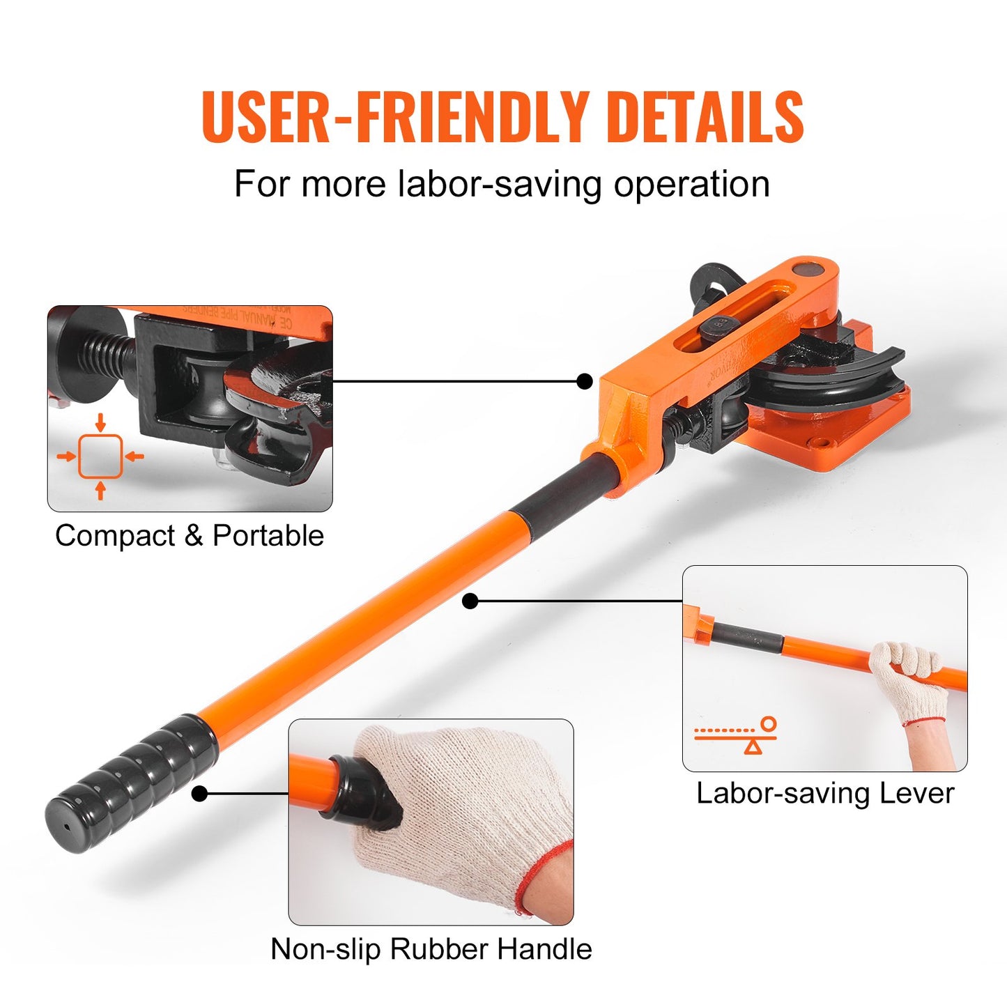 Pipe Tube Bender, 9.5mm to 25.4mm OD Manual Pipe Tube Bender with 7 Bending Dies, 180° Copper Aluminum Pipes Bending Tools for HVAC Air Conditioning Refrigerator Auto Repair