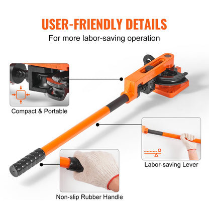 Pipe Tube Bender, 9.5mm to 25.4mm OD Manual Pipe Tube Bender with 7 Bending Dies, 180° Copper Aluminum Pipes Bending Tools for HVAC Air Conditioning Refrigerator Auto Repair