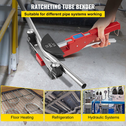 Manual Tube Bender Kit 7 Heads 1/4" to 7/8" Multi-function Ratchet Tube Bender