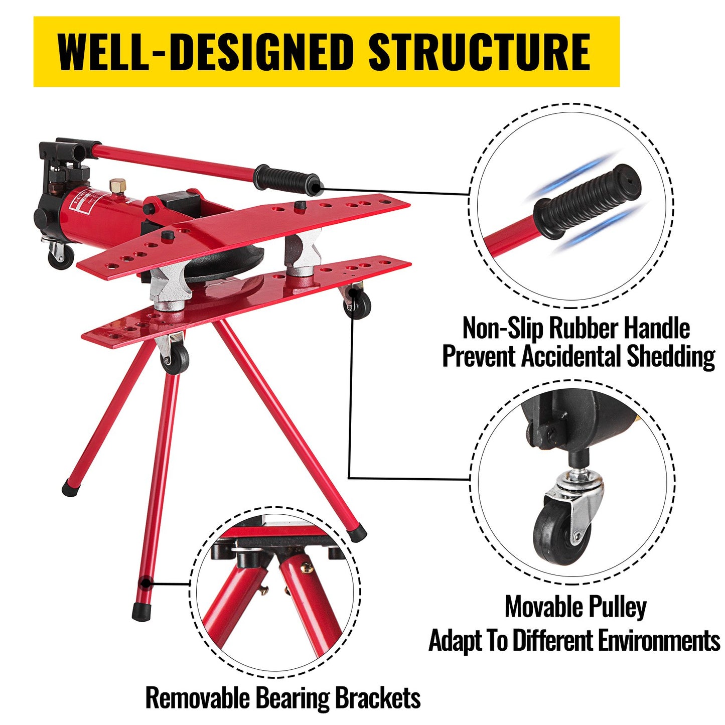 Manuelle Rohrbiegemaschine, Klempnerwerkzeug 16T, Rohrbiegemaschine 1/2-2 Zoll, Rohrbiegemaschine Ø22 mm-Ø60 mm, Rohrbiegemaschine für Heizungs- und Rohrleitungsbau