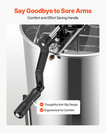 Honey Extractor, 2 Frame Manual Honey Spinner with Transparent Lid, Stainless Steel Honeycomb Drum Spinner with Height Adjustable Stand, Honeycomb Extraction Centrifuge Equipment for Beekeeping