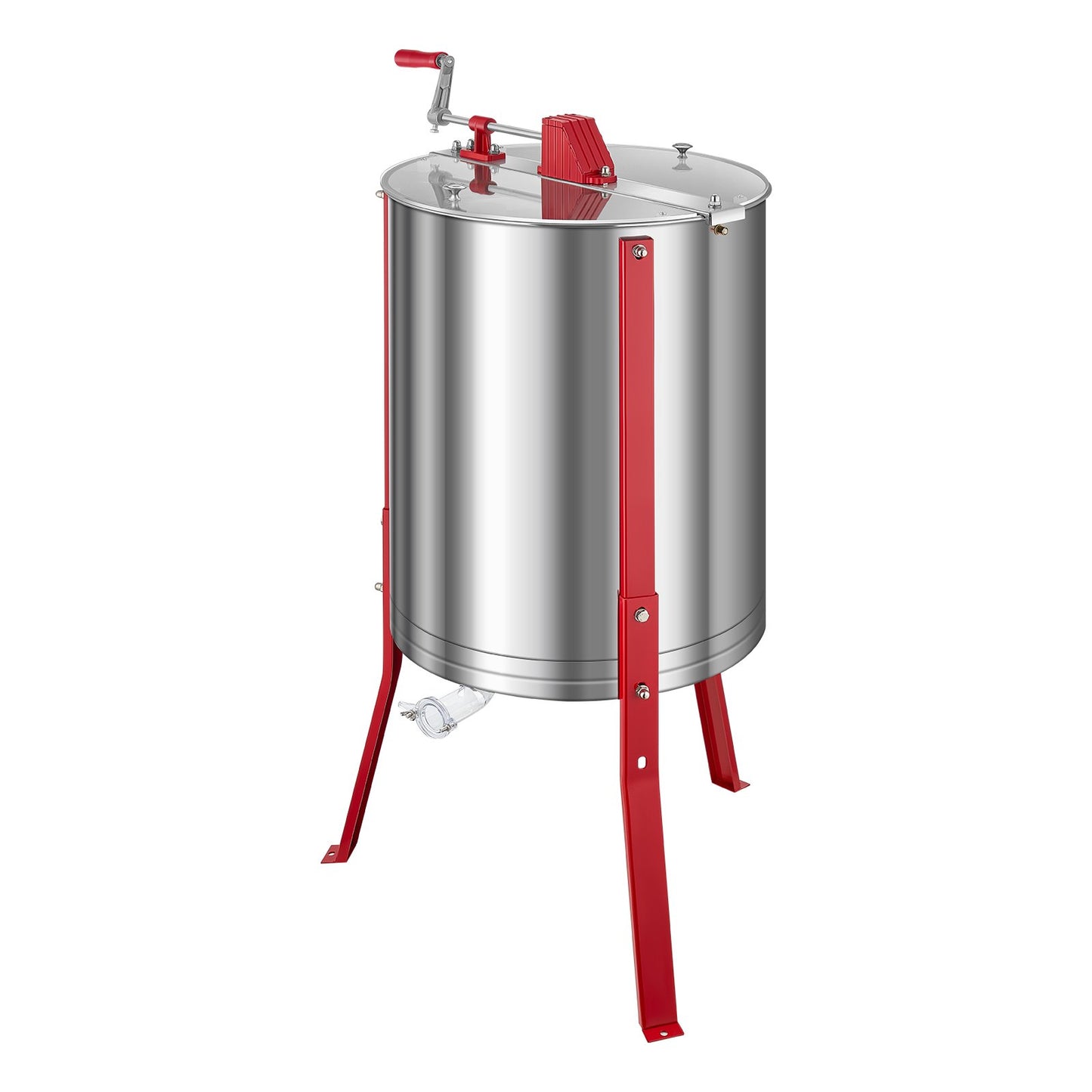 Honey Extractor, 6 Frame Manual Honey Spinner with Transparent Lid, Stainless Steel Honeycomb Drum Spinner with Height Adjustable Stand, Honeycomb Extraction Centrifuge Equipment for Beekeeping