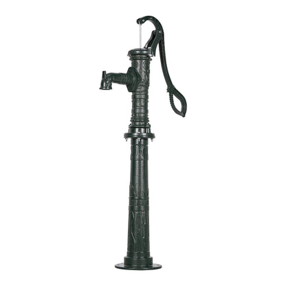 Well Hand Pitcher Pump, 20 ft Max Lift, Antique Cast Iron Manual Hand Water Pump with Heightening Base, NPT 1-1/4 in Connection, Easy Installation, for Outdoor Garden, Pond, Yard, Farm, Green