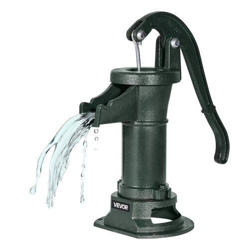 Well Hand Pitcher Pump, 25 ft Maximum Lift, Antique Cast Iron Manual Hand Water Pump, NPT 1-1/4 in Connection, Easy Installation, Old Fashioned for Outdoor Garden, Pond, Backyard, Farm, Green