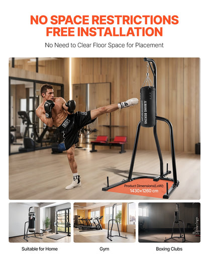 Punching Bag Stand, Steel Heavy Duty Workout Equipment, Boxing Punching Bag Stand, Holds Up to 140 lbs, Freestanding Sandbag Rack with Weighted Base, Training Equipment for Home Gym Fitness