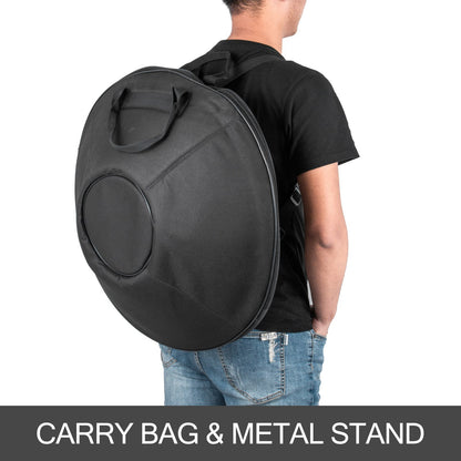 Fortgeschrittene Handpan in d-Moll, 9 Töne, Stahlhandtrommel + weiche Handpan-Tasche (22" (56 cm), Brun (d-Moll), 9 Töne (d3 A Bb CDEFGA)