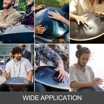 Fortgeschrittene Handpan in d-Moll, 9 Töne, Stahlhandtrommel + weiche Handpan-Tasche (22" (56 cm), Brun (d-Moll), 9 Töne (d3 A Bb CDEFGA)