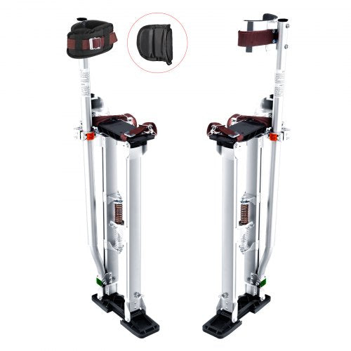 Drywall Stilts, 61 cm-102 cm Adjustable Aluminum Tool Stilts with Protective Knee Pads, Durable and Non-slip Work Stilts for Sheetrock Painting, Walking, Taping, Silver