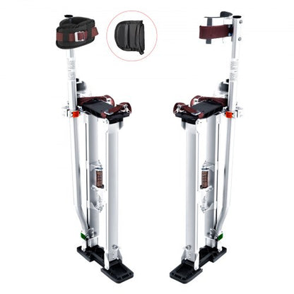 Drywall Stilts, 61 cm-102 cm Adjustable Aluminum Tool Stilts with Protective Knee Pads, Durable and Non-slip Work Stilts for Sheetrock Painting, Walking, Taping, Silver