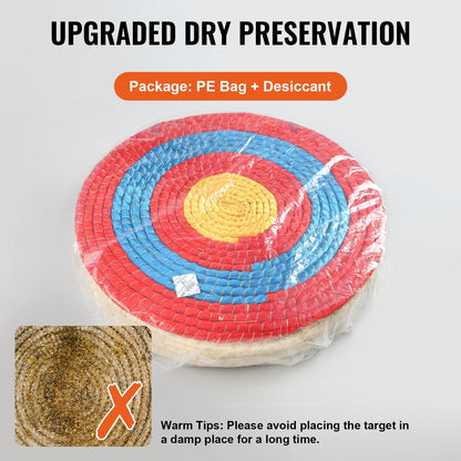 Archery Target, 5 Layers 51 cm Arrow Target, Traditional Solid Straw Round Archery Target Shooting Bow, Hand-Made Arrows Target, Coloured Rope Target for Backyard Outdoor Hunting Shooting Practice