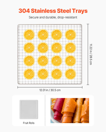 Food Dehydrator Machine, 10 Stainless Steel Trays, 1000W Electric Food Dryer with Adjustable Temperature & 24-Hour Timer, Freeze Dryer for Jerky, Meat, Fruit, Vegetables, Herbs, Dog Treats