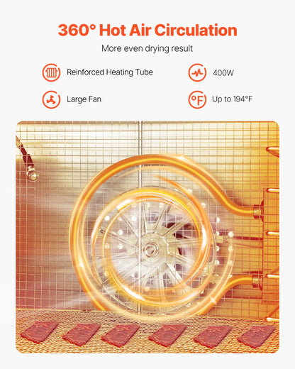 Food Dehydrator Machine, 6 Stainless Steel Trays, 400W Electric Food Dryer with Adjustable Temperature & 24-Hour Timer, Freeze Dryer for Jerky, Meat, Fruit, Vegetables, Herbs, Dog Treats