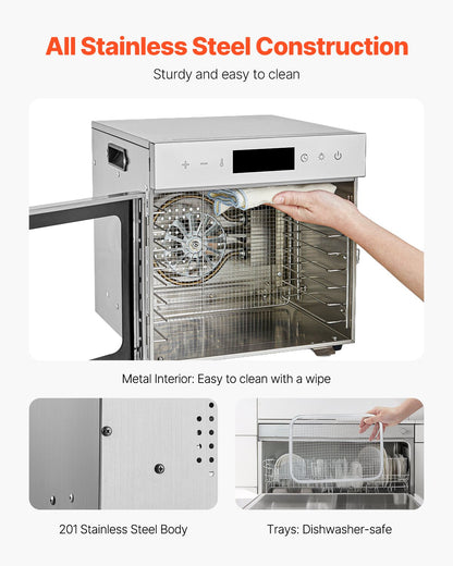Food Dehydrator Machine, 8 Stainless Steel Trays, 400W Electric Food Dryer with Adjustable Temperature & 24-Hour Timer, Freeze Dryer for Jerky, Meat, Fruit, Vegetables, Herbs, Dog Treats
