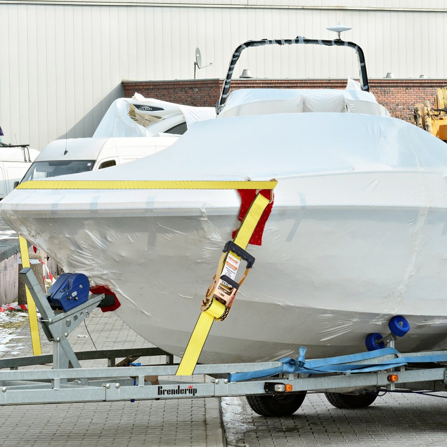 Ratchet Tie Down Straps (4PK), 10000 lb Break Strength, Double J Hook Includes 4 Premium 2" x 27' Rachet Tie Downs with Padded Handles, for Moving Securing Cargo, Appliances, Lawn Equipment