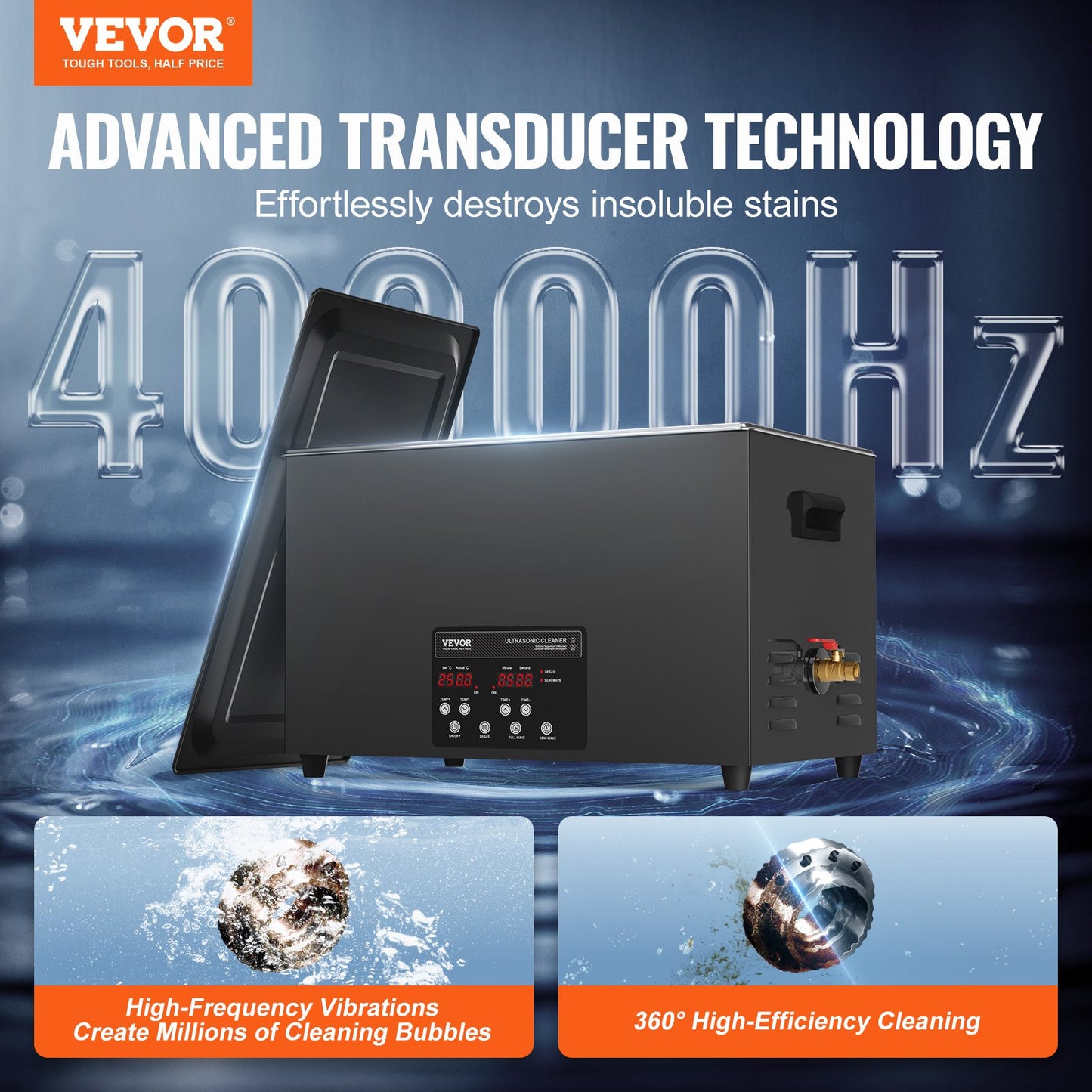 30L Sonic Cleaner, 600W Digital Ultrasonic Cleaning Machine with Upgraded Degassing and Gentle Mode, 40kHz Industrial Ultrasound Cleaner with Timer and Heater for Retainer Jewelry Tools