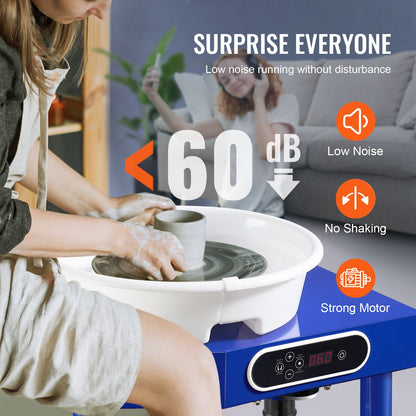 Pottery Wheel 24.9 cm Ceramic Wheel Foot Pedal Sculpting Tools Apron 350W