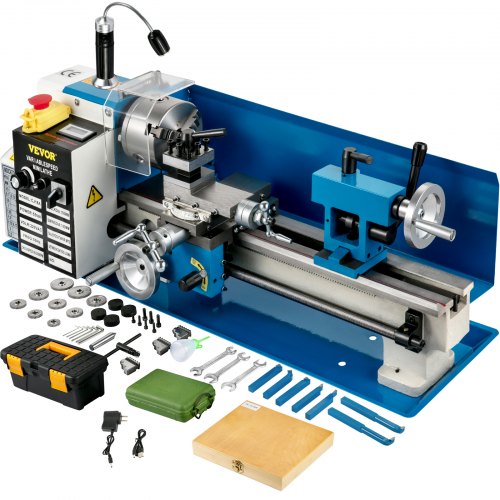Mini Metal Lathe, 17.8 cm x 35.6 cm Benchtop Metal Lathe, 550W Variable Speed 2250RPM Metal Lathe, with 3-jaw Chuck CNC Mini Lathe Machine, Precision Mini Lathe w/Tool Box Digital Display for Metal Turning