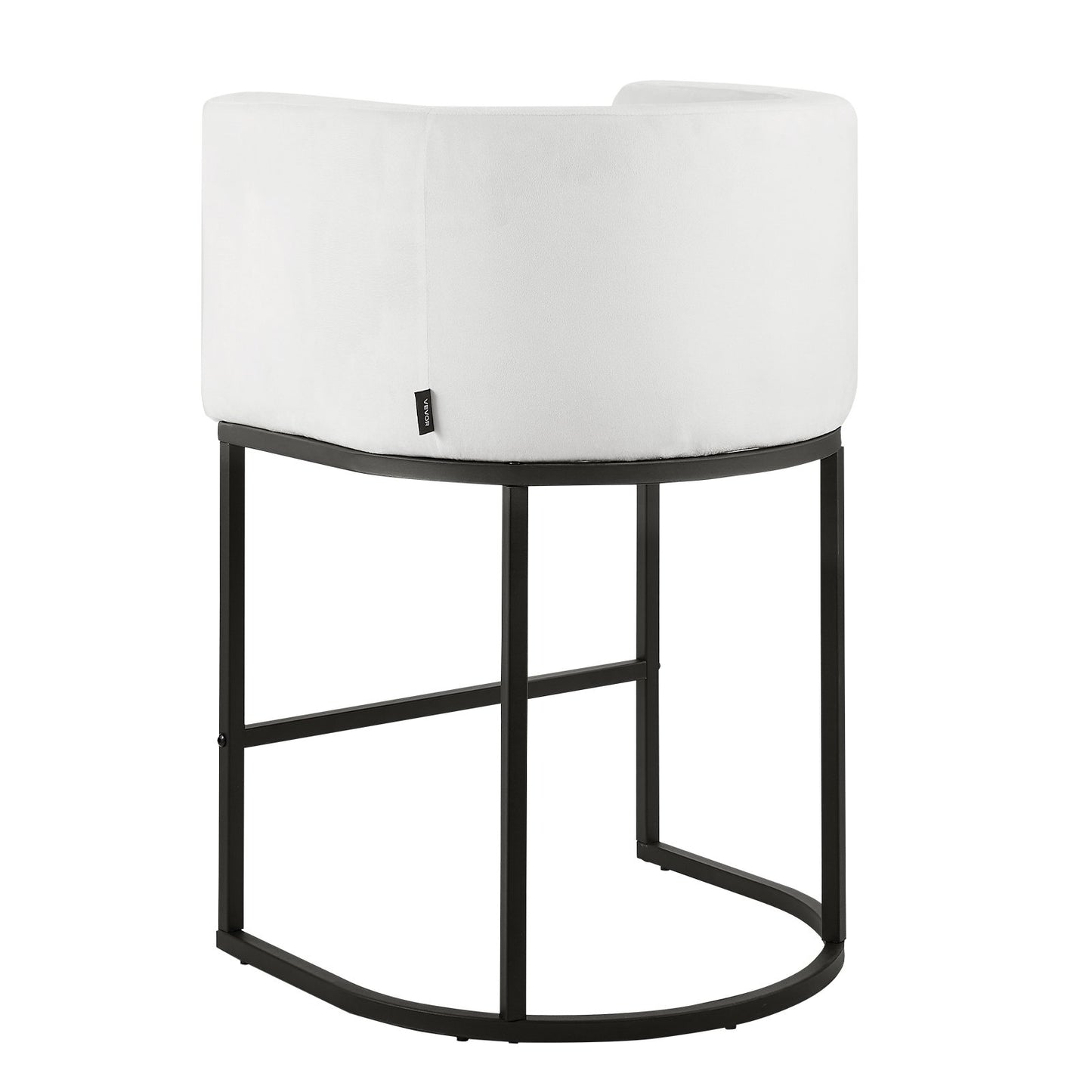 Barhocker-Set, 3er-Set, 63 cm hoch, mit Rückenlehne, Armlehnen, Metallgestell und Fußstütze, bezogen mit Stoffbezug, ideal für Küche und Esszimmer, weiß