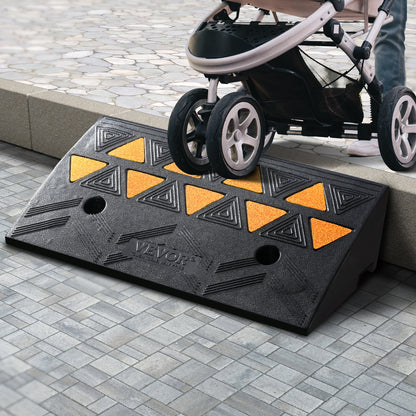 Rubber Curb Ramp 4.25" Rise Height Sidewalk Curb Ramp, 11.8" Width 19.7" Length Driveway Ramp for Curb, 15T Heavy Duty Rubber Ramp for Forklifts, Trucks, Buses, Cars, Wheelchairs, Bikes