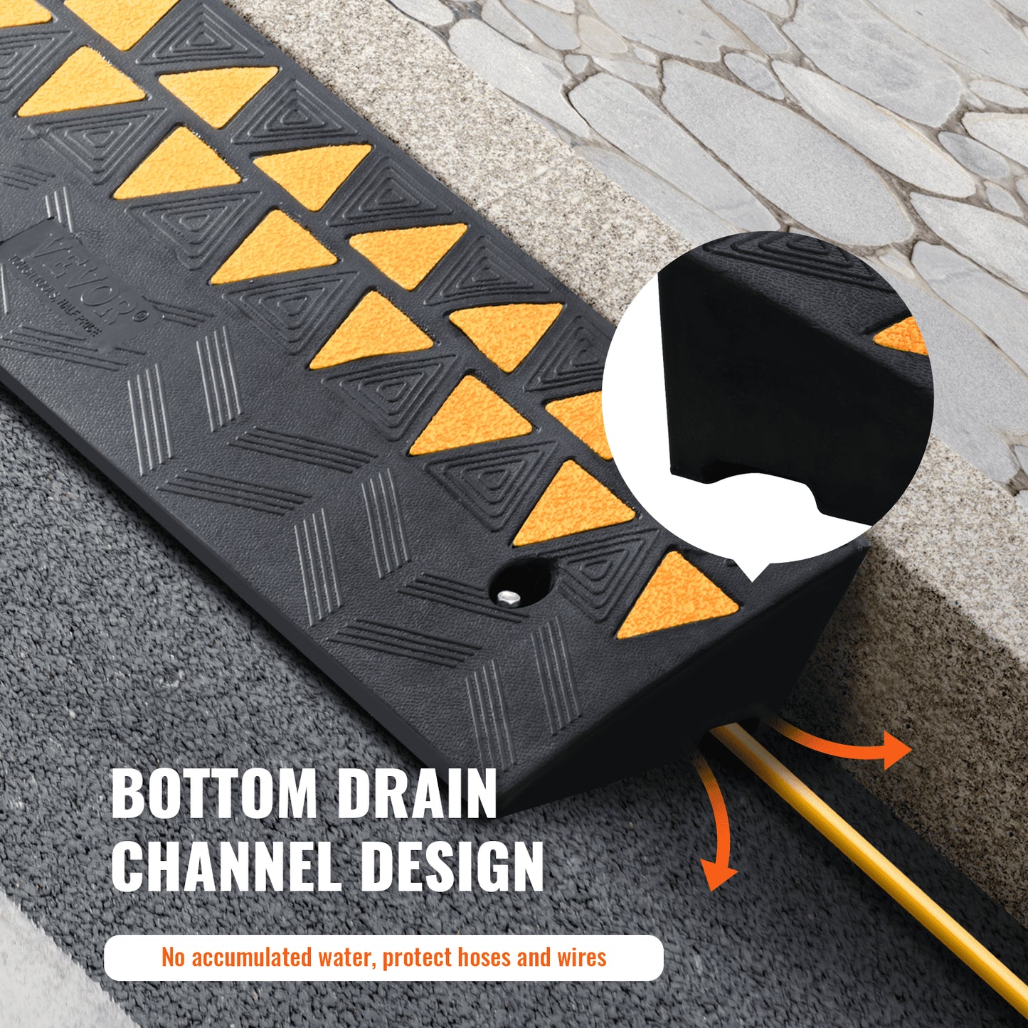 Bordsteinrampe aus Gummi, 9 cm Steigung, Gehwegrampe, 25 cm breit, 100 cm lang, Einfahrtrampe für Bordsteine, 15 t Tragkraft, robuste Gummirampe für Gabelstapler, Lkw, Busse, Pkw, Rollstühle, Fahrräder