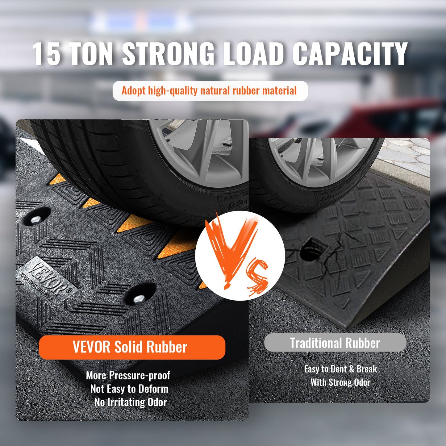 Rubber Curb Ramp 2 Pack, 5" Rise Height Heavy-Duty 33069 lbs/15 T Capacity Threshold Ramps, Driveway Ramps with Stable Grid Structure for Cars, Wheelchairs, Bikes, Motorcycles