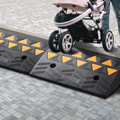 Rubber Curb Ramp 2 Pack, 5" Rise Height Heavy-Duty 33069 lbs/15 T Capacity Threshold Ramps, Driveway Ramps with Stable Grid Structure for Cars, Wheelchairs, Bikes, Motorcycles