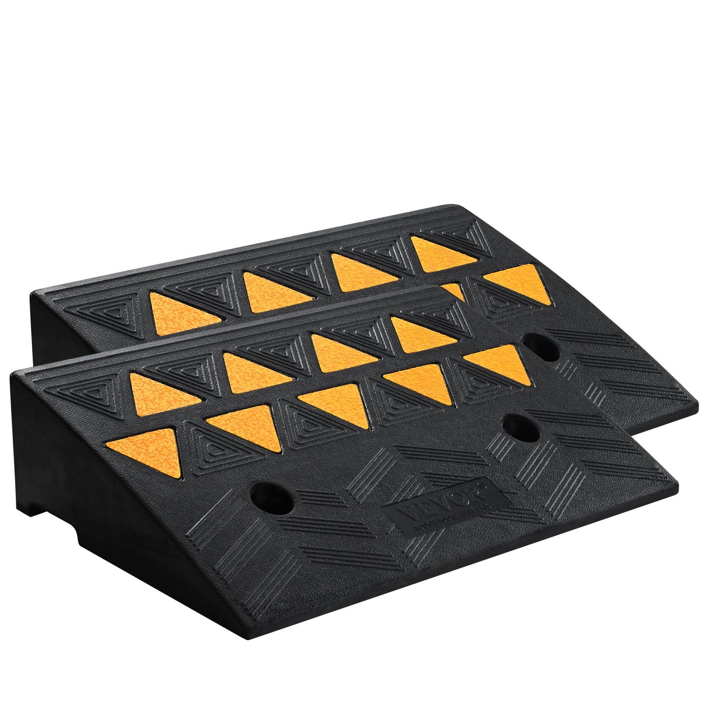 Rubber Curb Ramp 2 Pack, 5" Rise Height Heavy-Duty 33069 lbs/15 T Capacity Threshold Ramps, Driveway Ramps with Stable Grid Structure for Cars, Wheelchairs, Bikes, Motorcycles