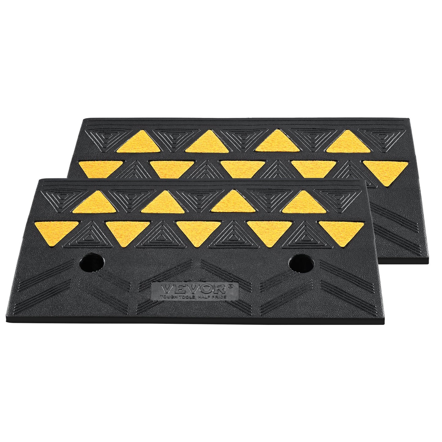 Rubber Curb Ramp 2 Pack, 4.3" Rise Height Heavy-Duty 33069 lbs/15 T Capacity Threshold Ramps, Driveway Ramps with Stable Grid Structure for Cars, Wheelchairs, Bikes, Motorcycles