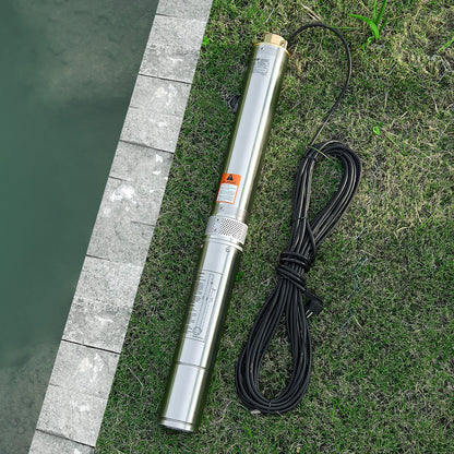 Deep Well Submersible Pump, 750W Output Power, 230V, 100 L/min Flow 75 m(246 ft) Head, with 20 m(65.62 ft) Cord, Stainless Steel Water Pump, for Industrial Irrigation and Home Use, IP68 Waterproof Grade