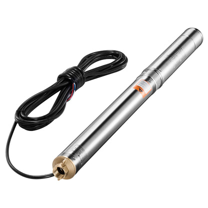 Deep Well Submersible Pump, 550W Output Power, 230V, 65 L/min Flow 64 m(210 ft) Head, with 20 m(65.62 ft) Cord External Control Box, Stainless Steel Water Pump, for Industrial Irrigation and Home Use, IP68